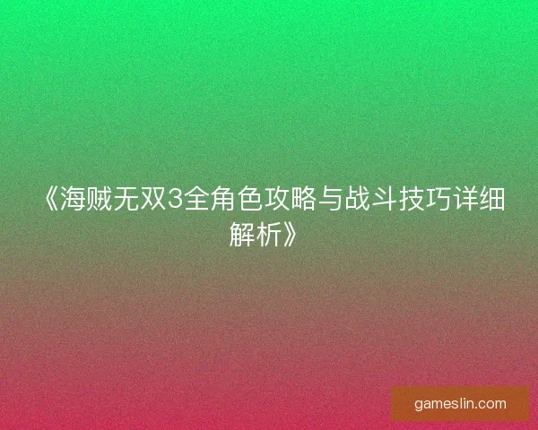 《海贼无双3全角色攻略与战斗技巧详细解析》