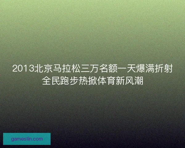 2013北京马拉松三万名额一天爆满折射全民跑步热掀体育新风潮